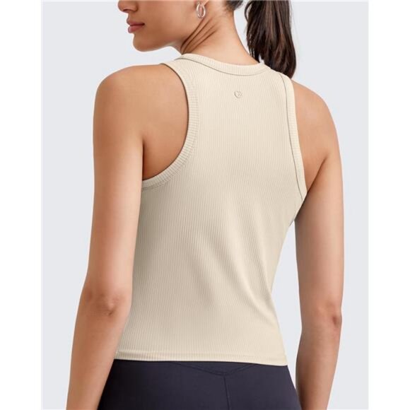 Workout Tank Tops for Women Slim Fitted Racerback Ribbed Athletic Gym - Picture 2 of 7